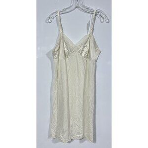 Vintage Vanity Fair Nylon Tricot Slip Womens 36 Lace Trim Nighty Lingerie Beige